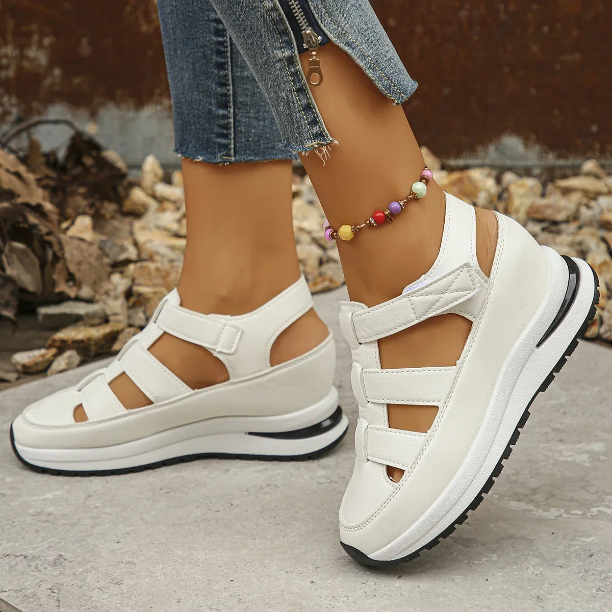 Women's Buckle Strap Sandals™ Closed Toe Solid Wedge Sandals