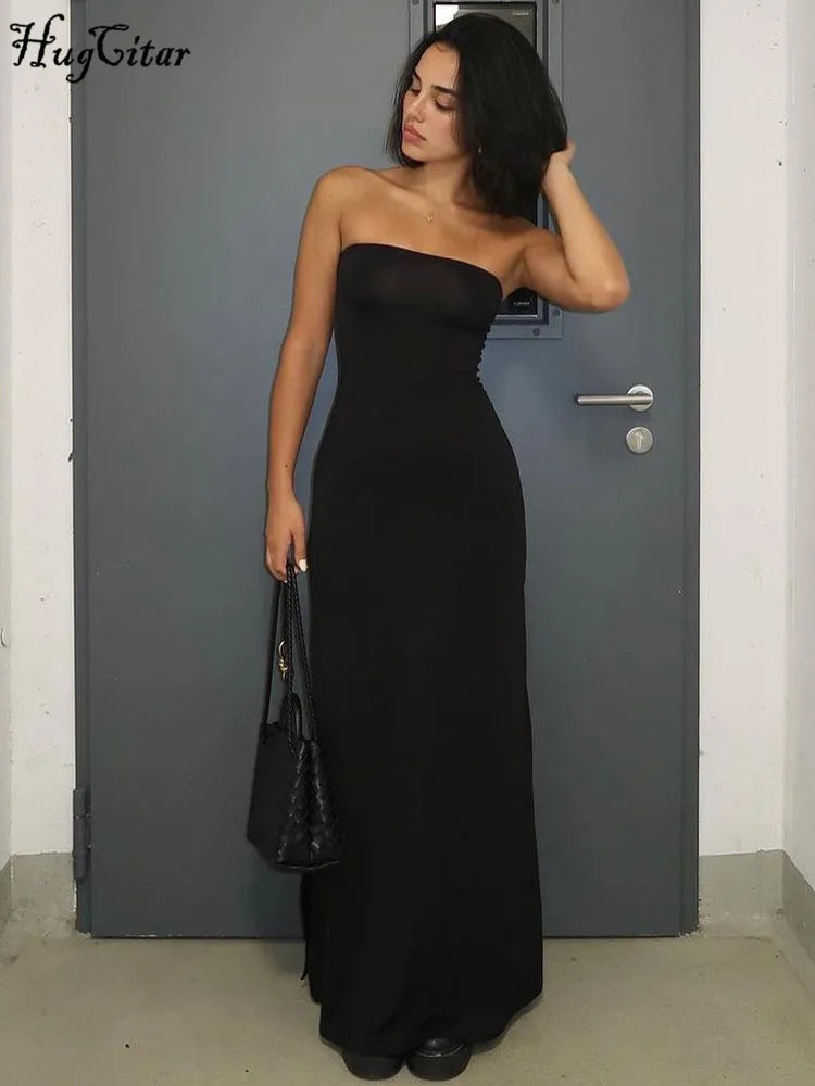 Women's Black Strapless Long Dress™ Bodycon Maxi Prom Dress