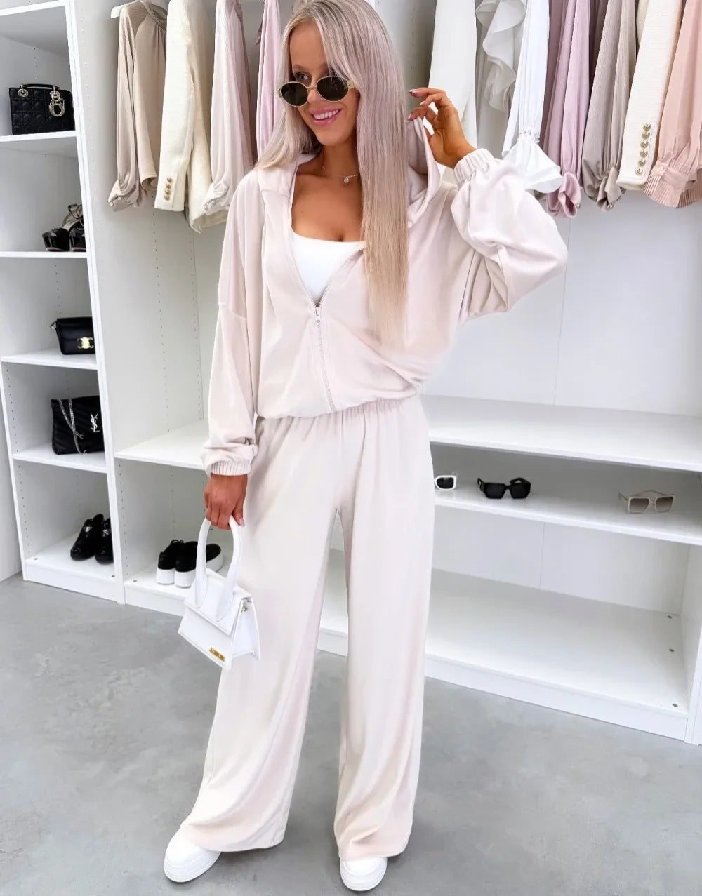 Women's Casual Outfit™ Zipper Hooded Cardigan + Wide Leg Pants Two Piece Set