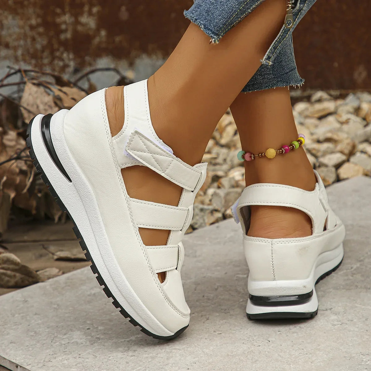 Women's Buckle Strap Sandals™ Closed Toe Solid Wedge Sandals