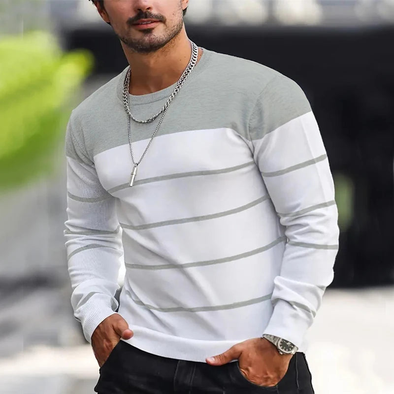 Men's Sweater™ O-neck Cotton Pullover Striped Knitted Sweaters
