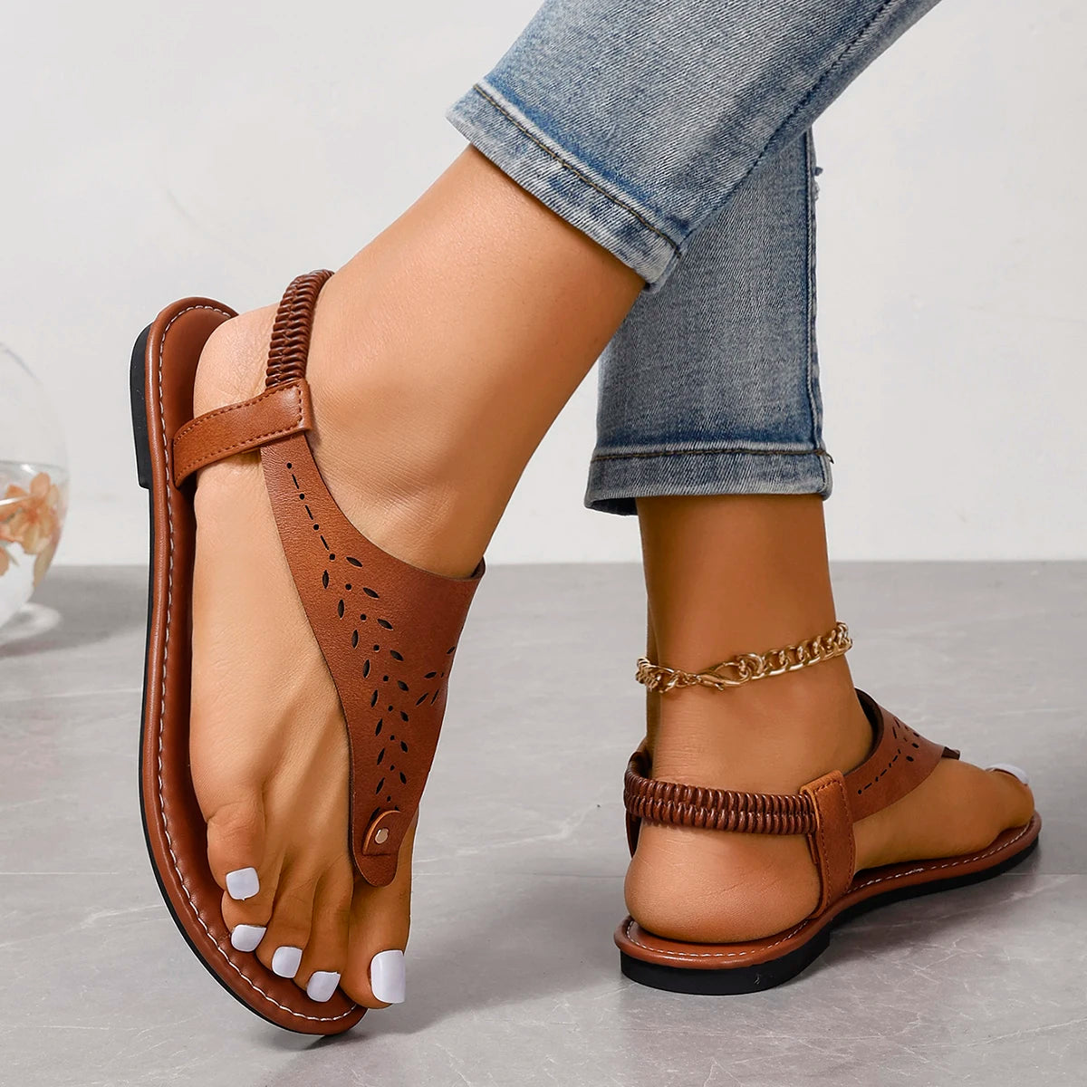 Women's Sandals Open Toe Casual Sandals™ Rivet Elastic Band Flat Heel Soft Bottom Sandals