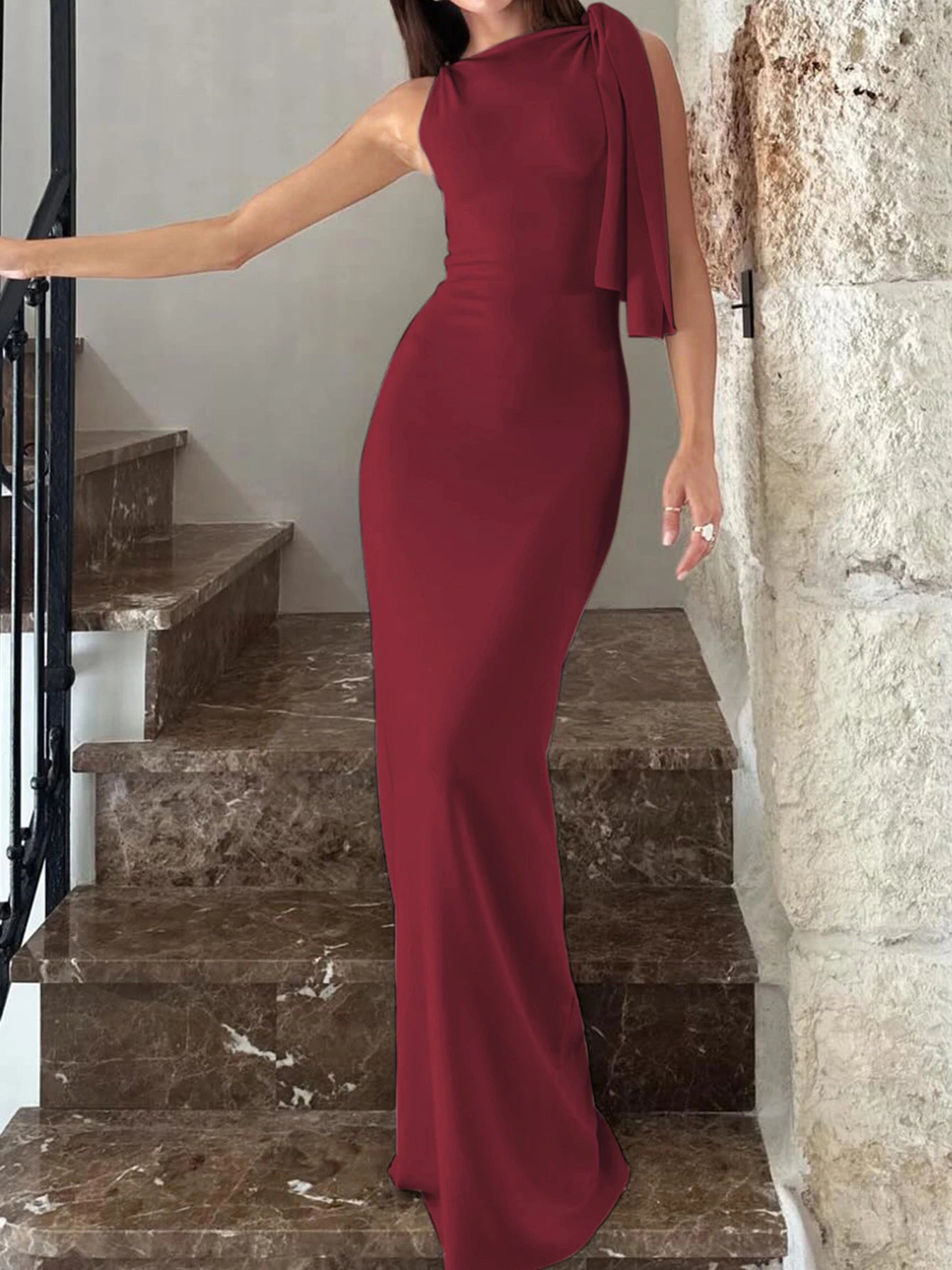 Women's Solid O Neck Sleeveless Patchwork Dress™ Bodycon Maxi Prom Summer Dress