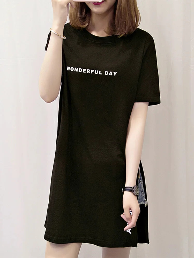 Women's T-shirts™ Summer Loose Slit Tops Cotton Short sleeve t-shirt