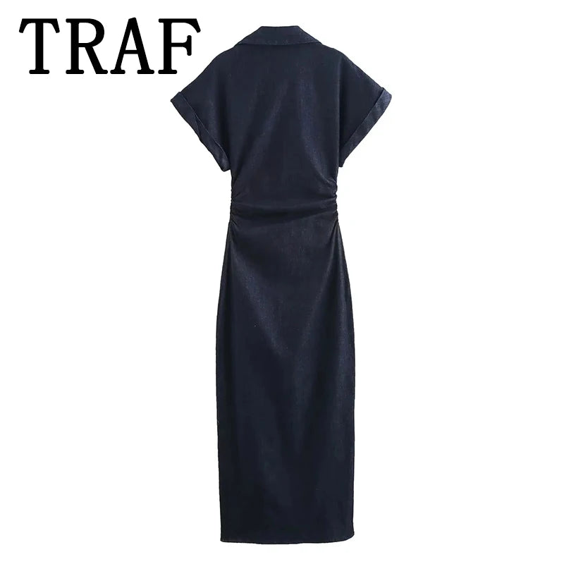 Women's TRAF Denim Dress™ Casual Short Sleeve Streetwear Midi Dress