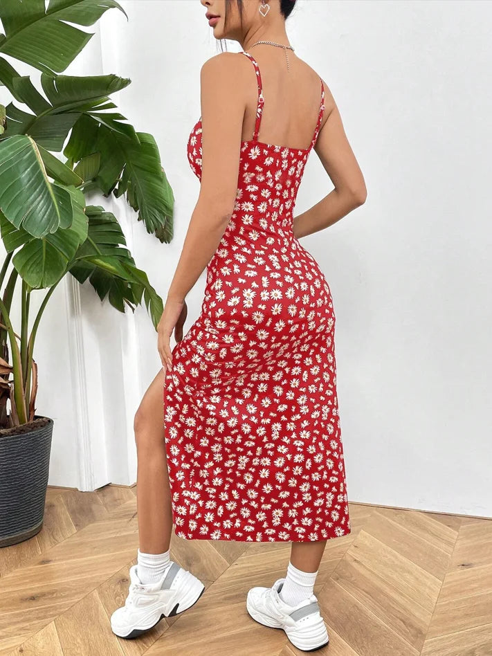 Women's Long Dress™ Strapless Wrap Chest High Slit Daisy Maxi Dress