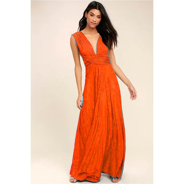 Women's Multi-worn V-neck Long Dress™ Strapped Summer Maxi Dress