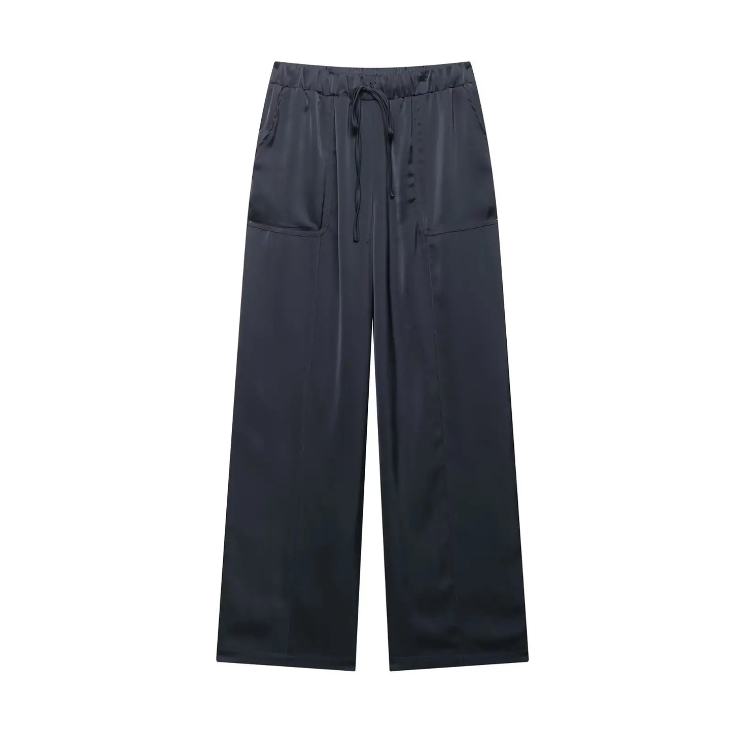 Women's Suit Set™ EDSA Asymmetric Hem Open Back Halter Neck Blouse Mid-rise Straight Long Trousers Suits