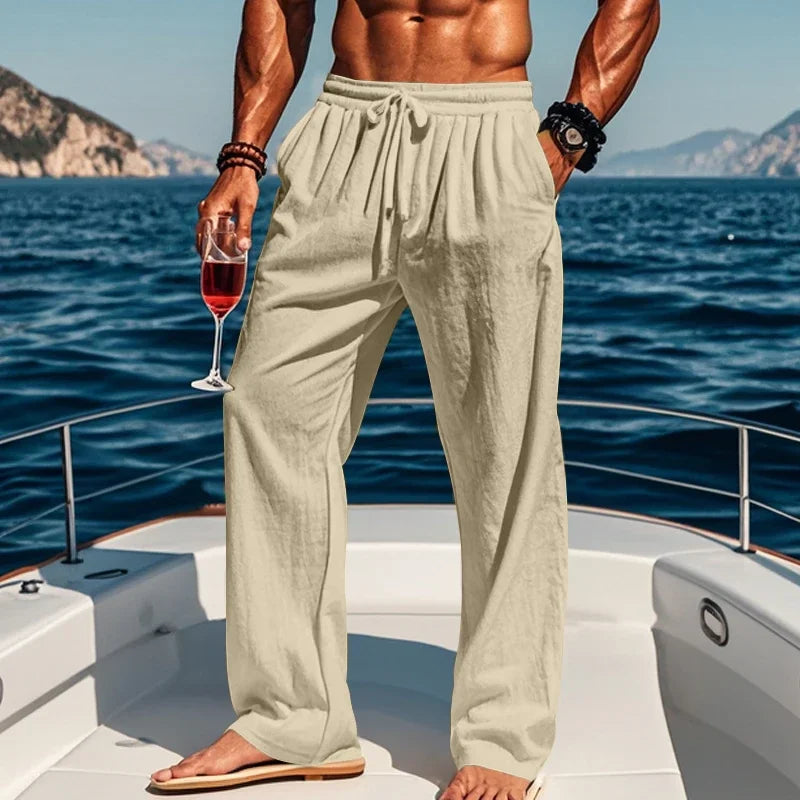 Men's Casual Linen Suit™ Long Sleeve Crew Neck T-shirt +Loose Fit Pants