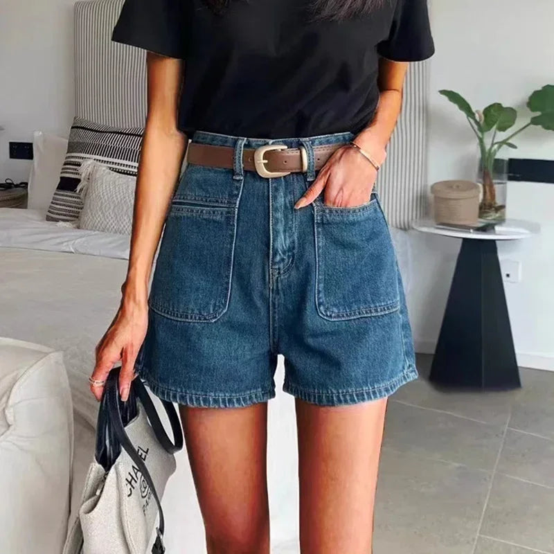 Women's Denim Shorts™ High Waist Vintage Wide Leg Retro Blue Light Blue Baggy Denim Shorts