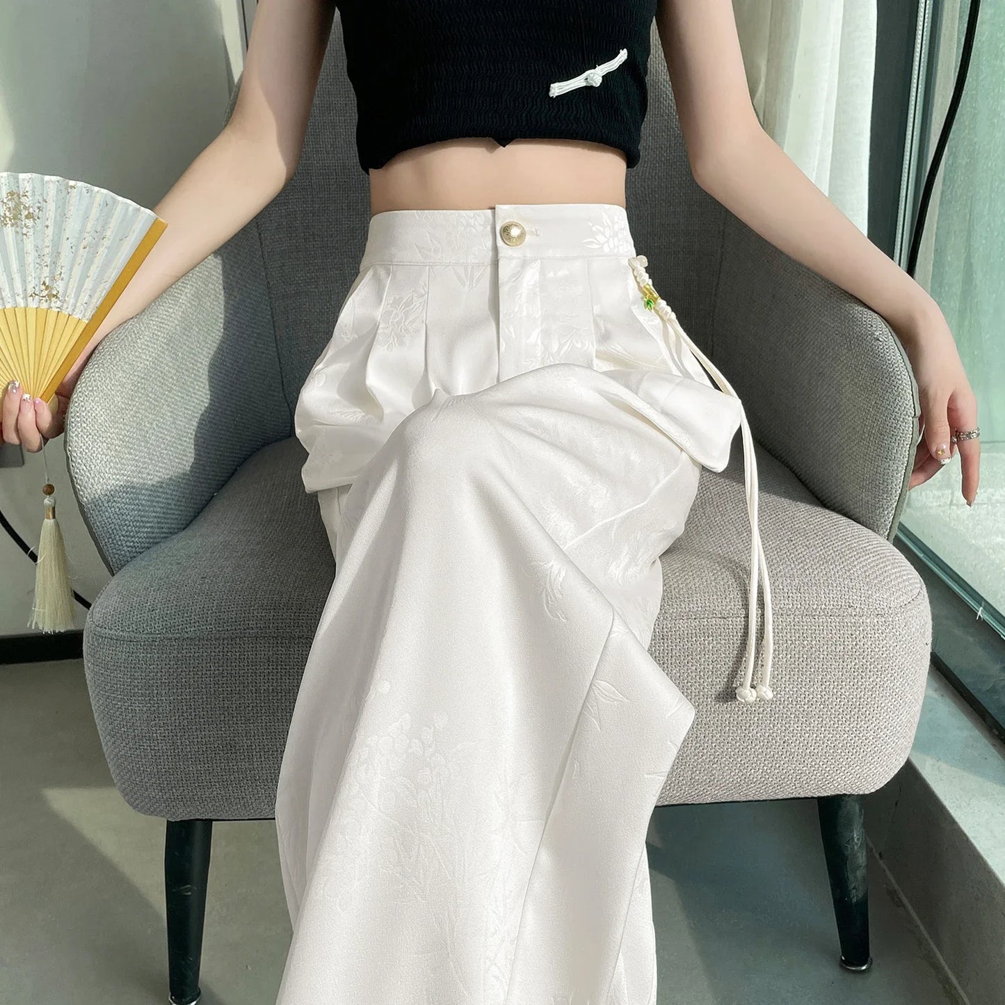 Women's Jacquard Wide Leg Satin Pants™ Casual Loose Pants