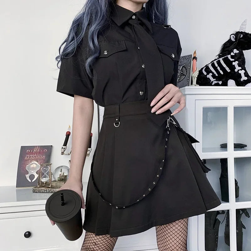 Women's Harajuku Punk Gothic Mini Skirt™ High Waist Patchwork Bandage Skirt