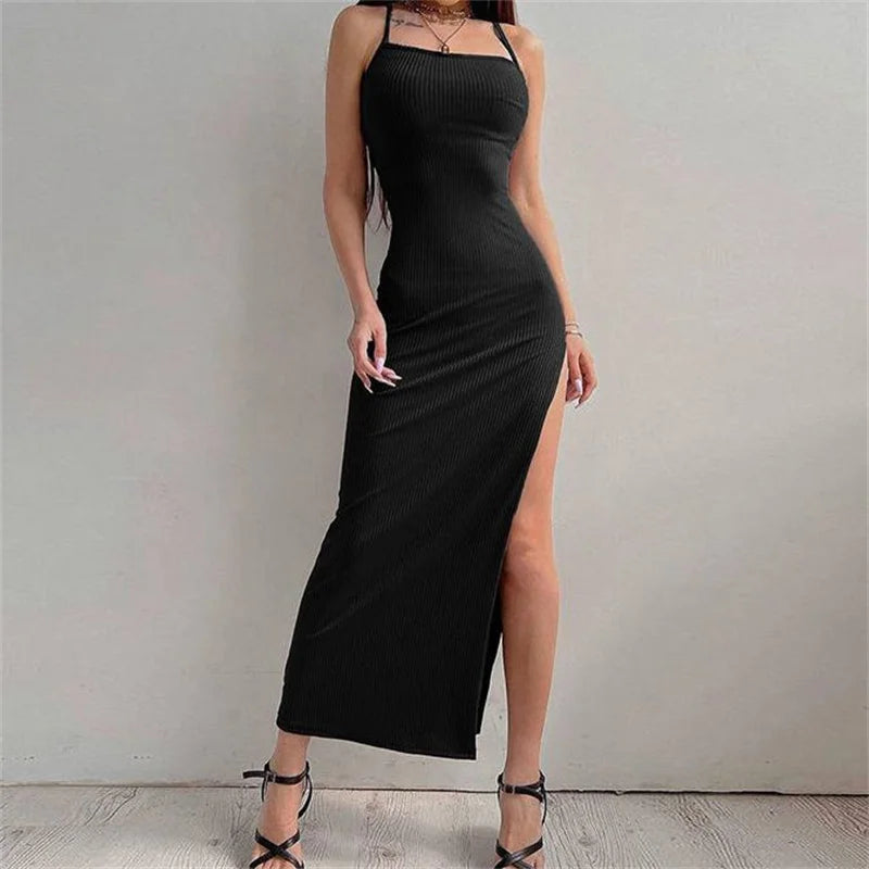 Women's High Split Bodycon Dress™ Summer Sleeveless Backless Halter Neck Spaghetti Strap Dresses