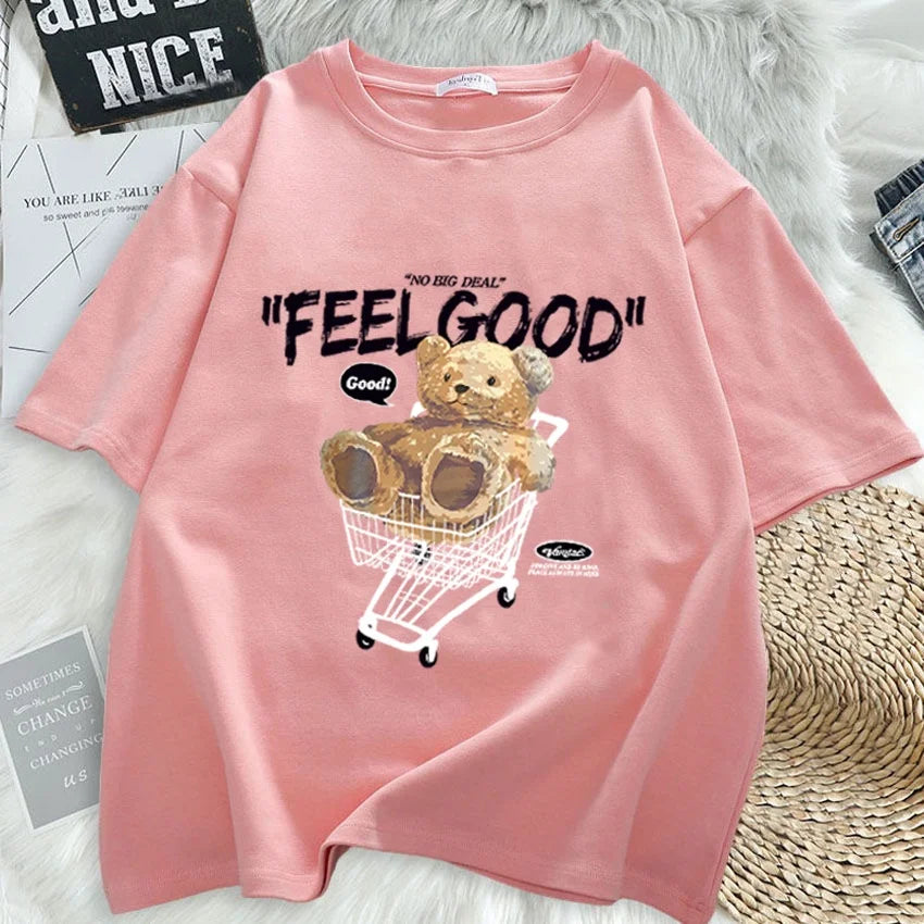 Women's Cartoon Bear Short Sleeve T-shirt™ Loose Korean Style T-Shirt
