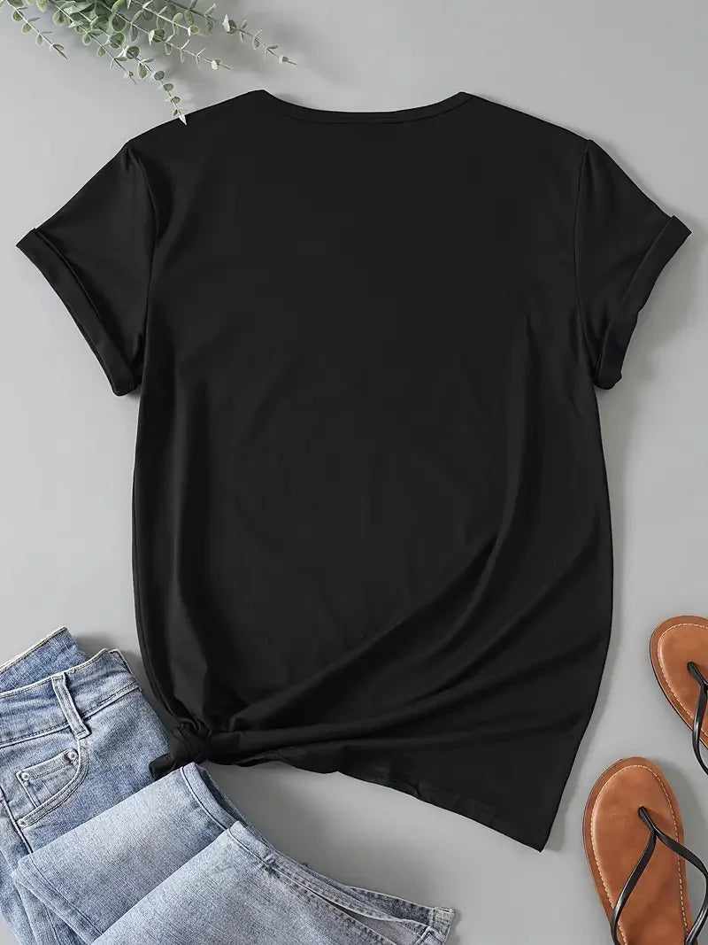 Women's Hi Print T-shirt Loose Slim Half Sleeve T-Shirt