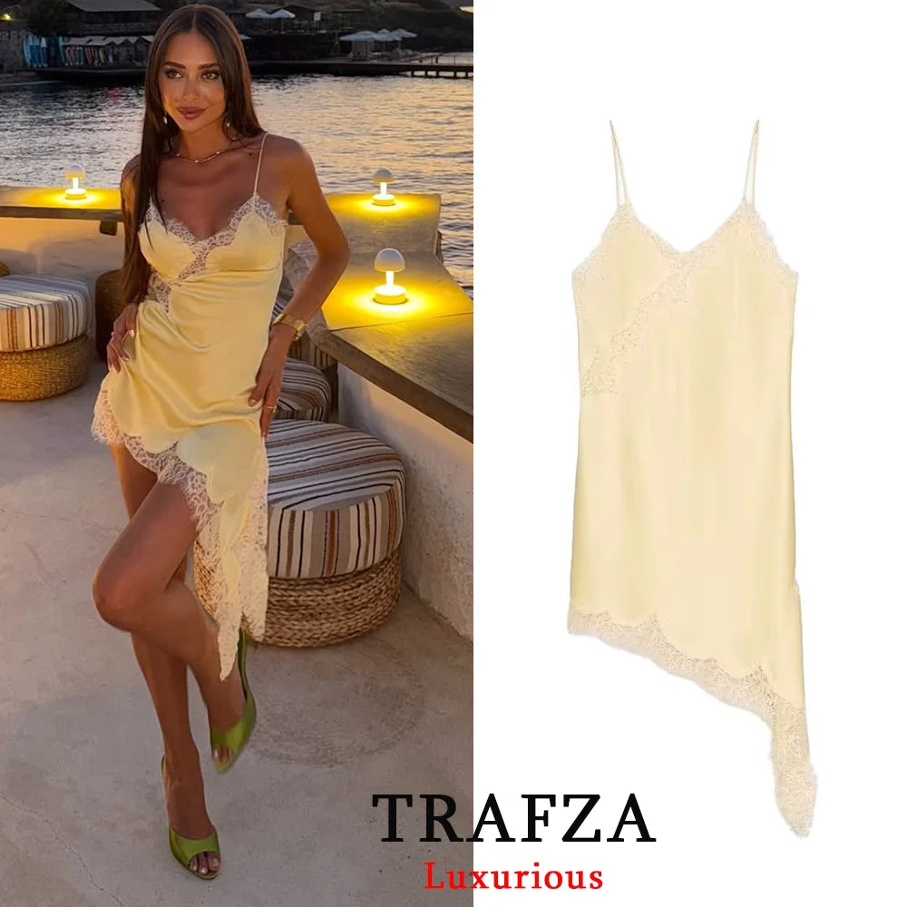 Woman's Tops™ TRAFZA V Neck Patchwork Sleeveless Y2K Girl Tops