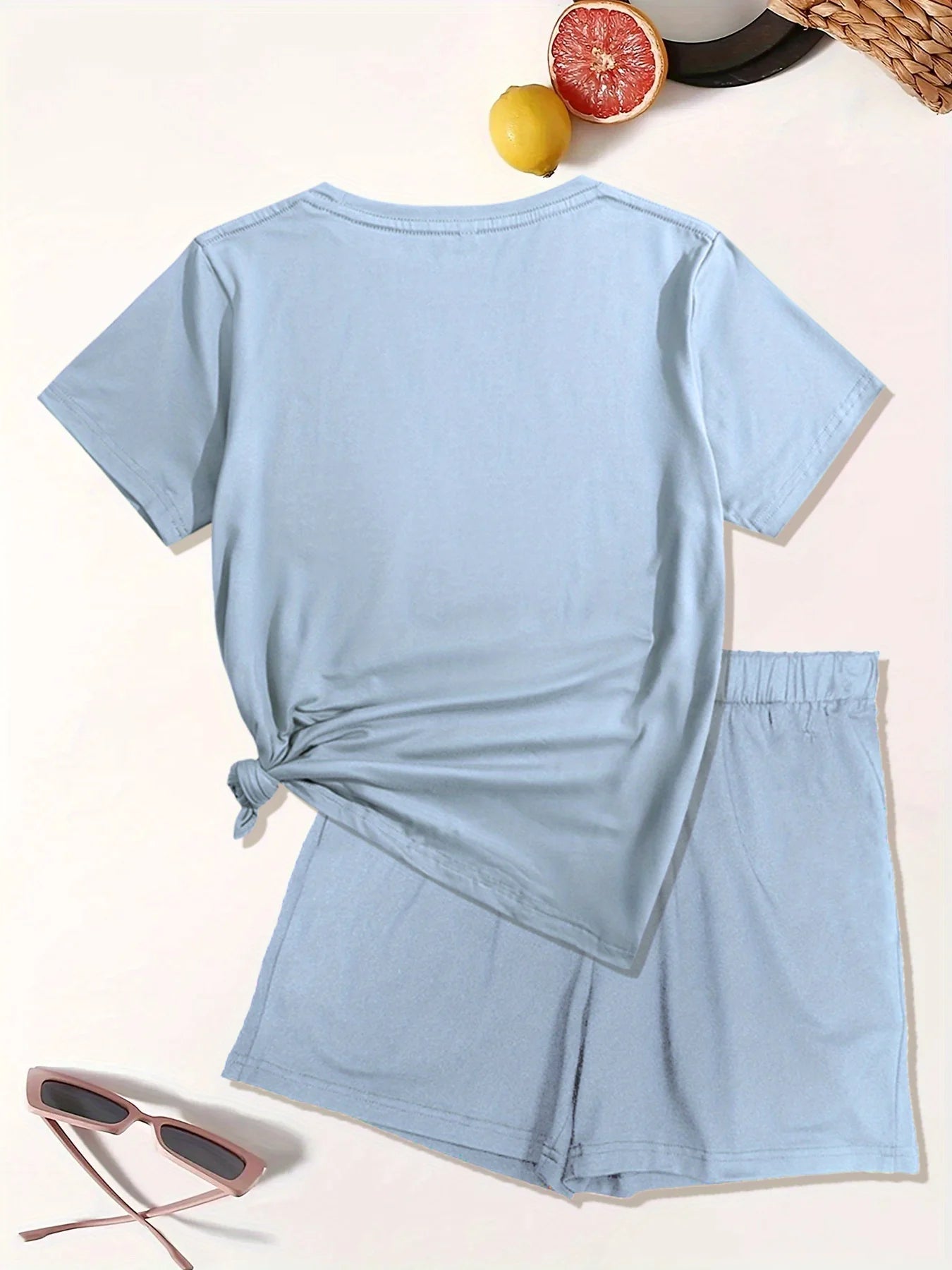 Women's Summer pattern printed shirt & shorts set™ loose round neck short sleeved T-shirt shorts two-piece set