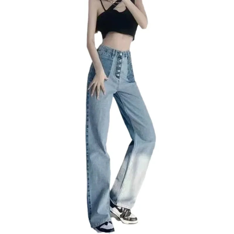 Women's High-Waisted Slim Jeans™ Plus Size Straight-Leg Long Pants