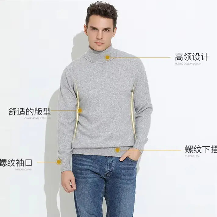Men's Sweater™ Turtleneck Cashmere Cotton Blend Knitted Pullover