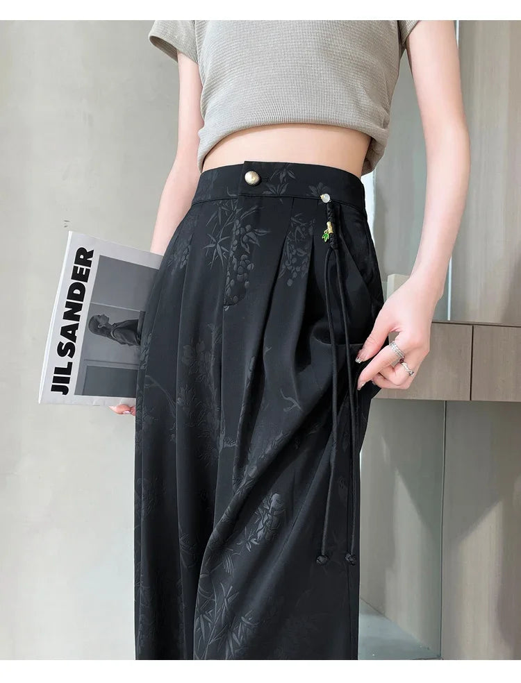 Women's Jacquard Wide Leg Satin Pants™ Casual Loose Pants
