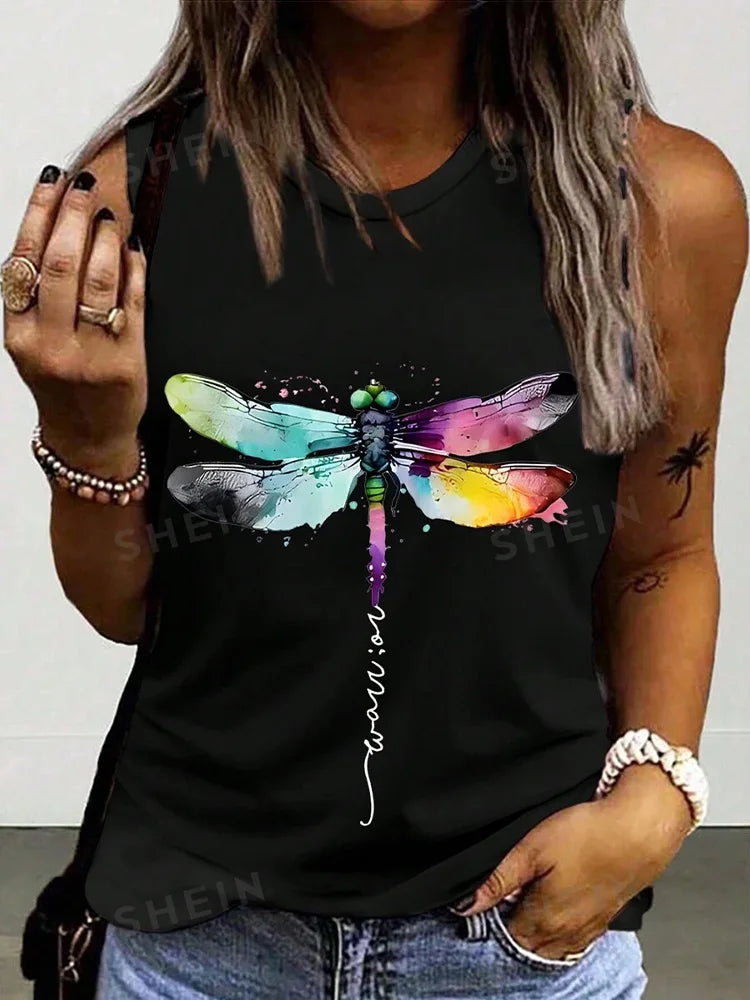 Women's O-neck Vest Print Tank Tops™ Sleeveless Loose Comfortable Top