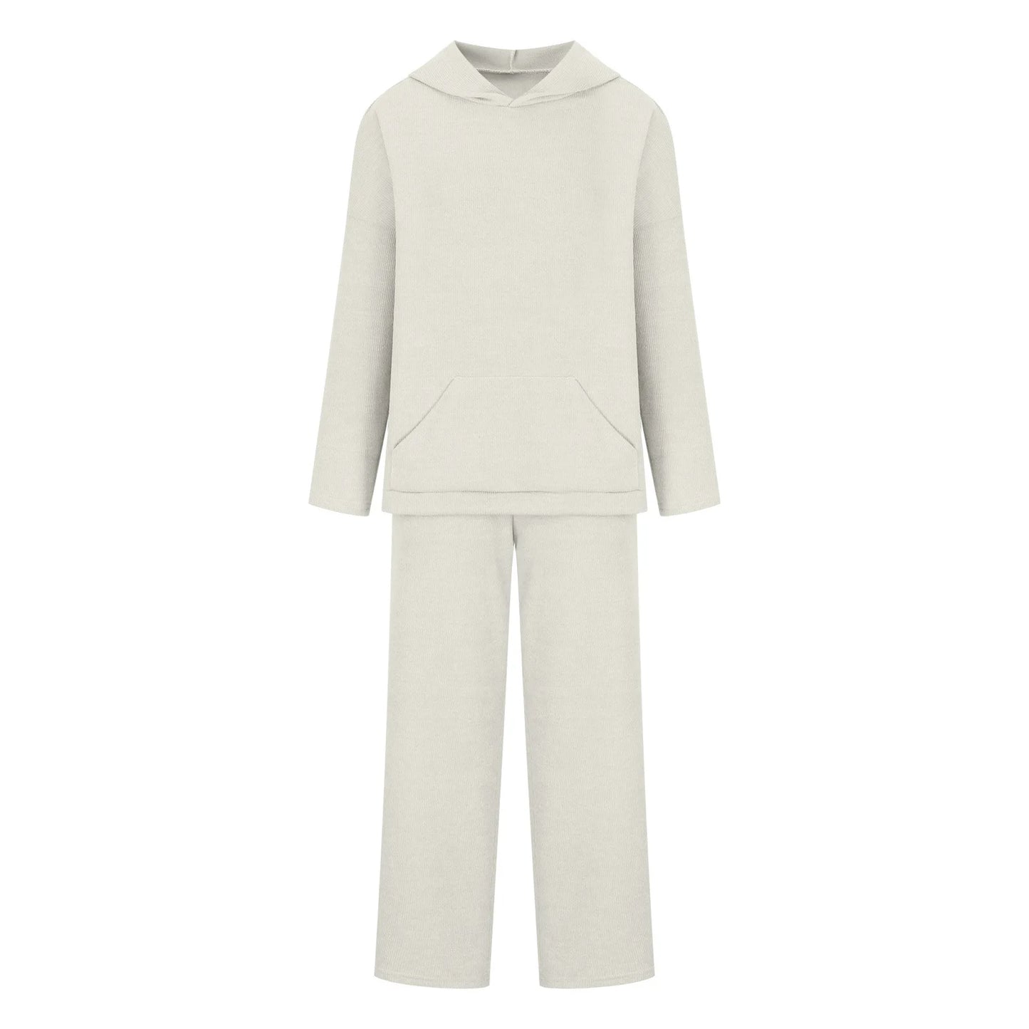 Women's Homewear Soft Pajamas ™ Loose Hooded Tops And Wide Leg Pants Suit
