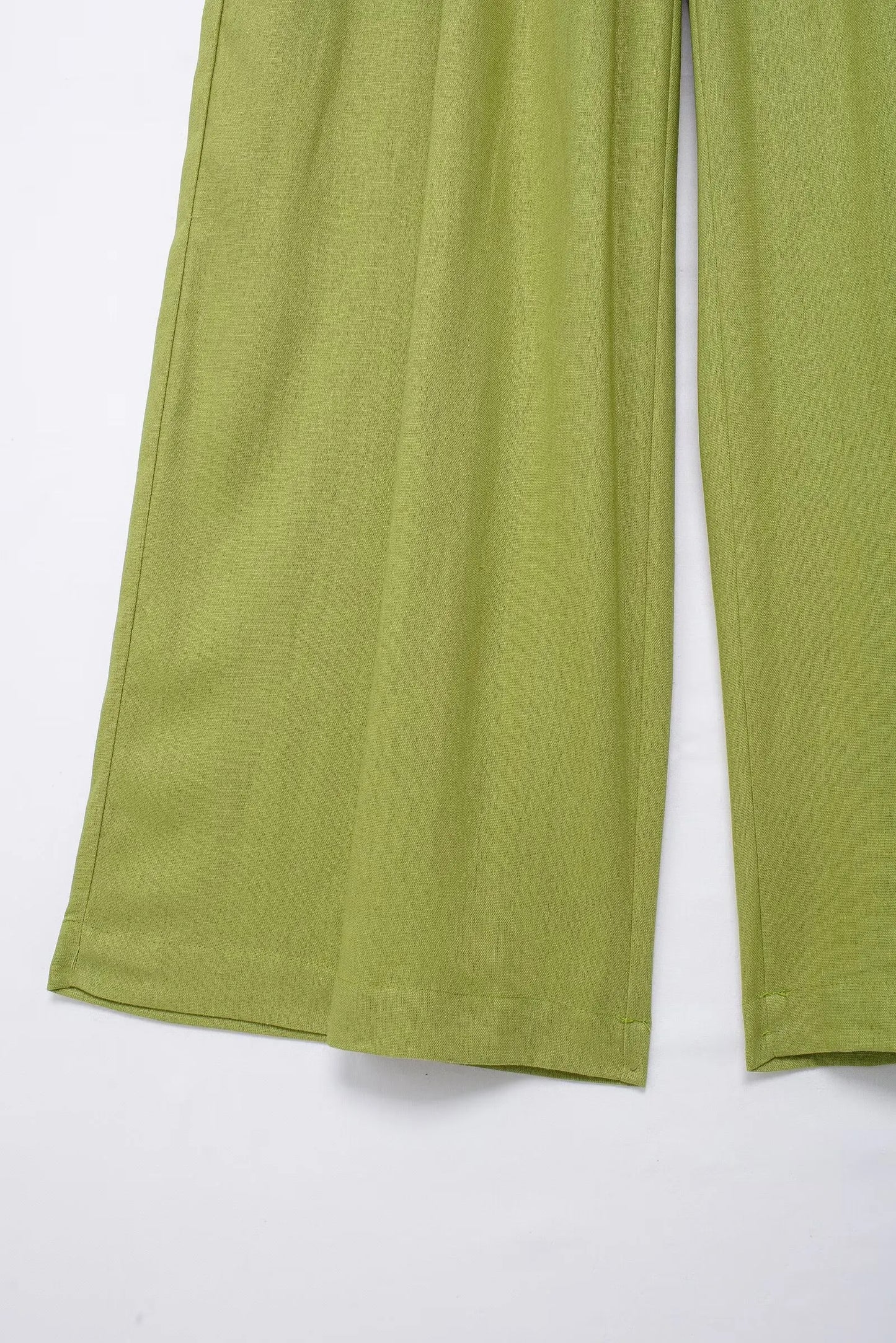 Woman's 2 Piece Set™ TRAFZA Elastic Waist Pocket Folds Decorate Wide Leg Pants Solid Single-Breasted Slit Hem Blouse Top