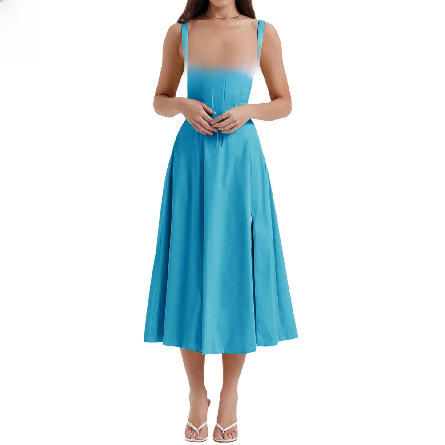 Women's Long Dresses™ Elegant Casual Tied Waist-fitted Slimming Sleeveless Side Slit Dress