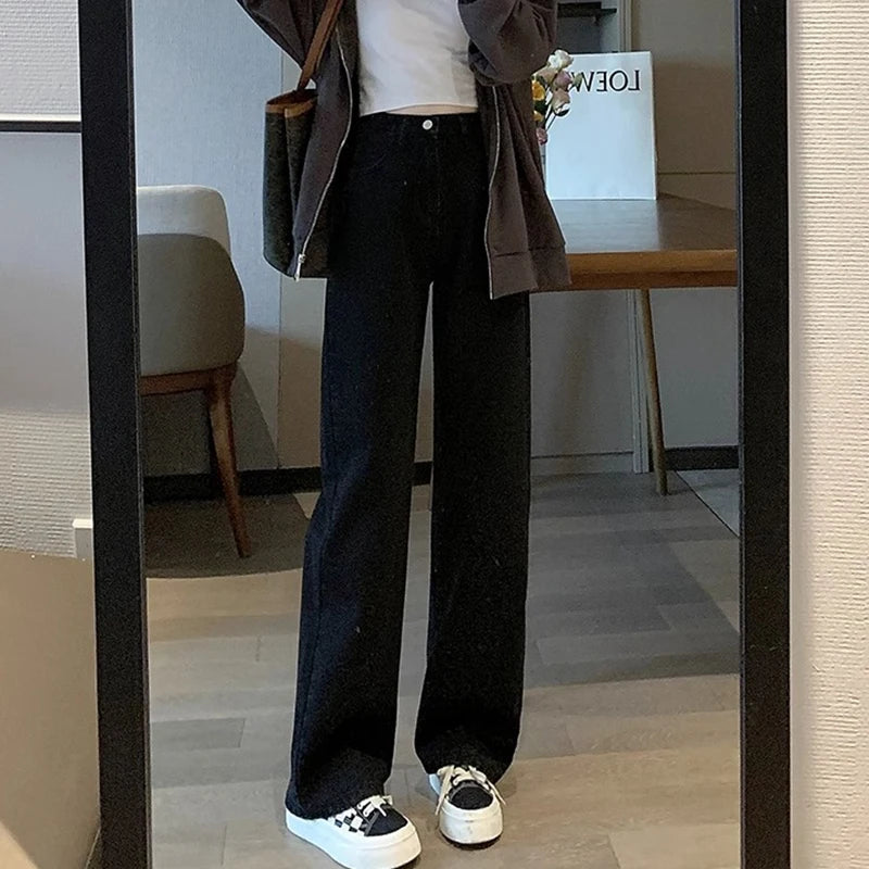 Women's Vintage Wide Leg Jeans™ High Waist Retro Denim Trousers