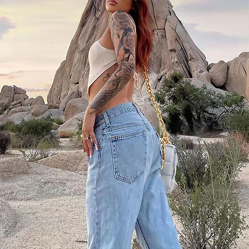 Women's Jeans™ Wide Leg Baggy Vintage Punk Low Rise Waist Loose Denim Pants