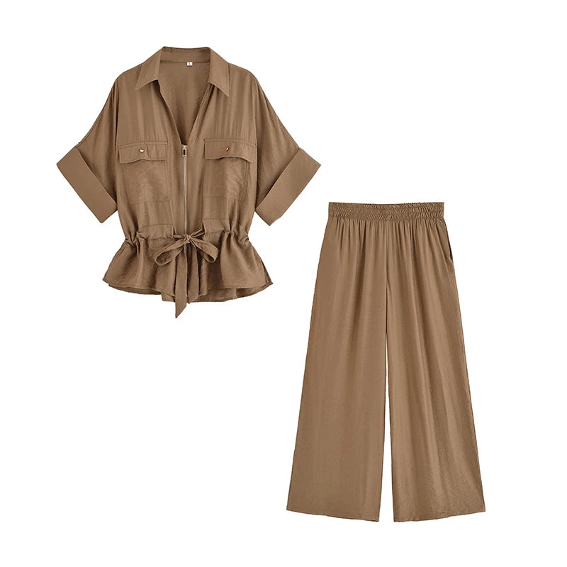 Women' Summer SUIT™ Elastic Waist Pants+ Short Sleeve T-shirt 2-piece Set