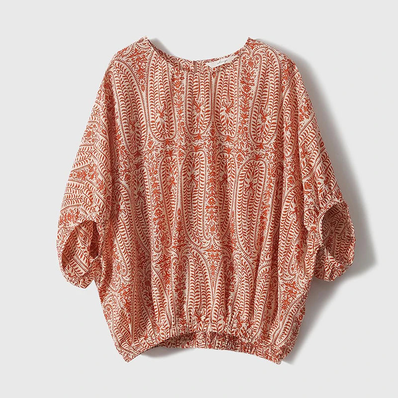 Women's Vintage Bow Bandage Print Shirts™ Korean Batwing Sleeve Tops
