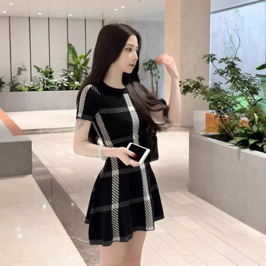Women's Dress™ French Vintage Hepburn Style Knitted Short Sleeve round Neck Dress