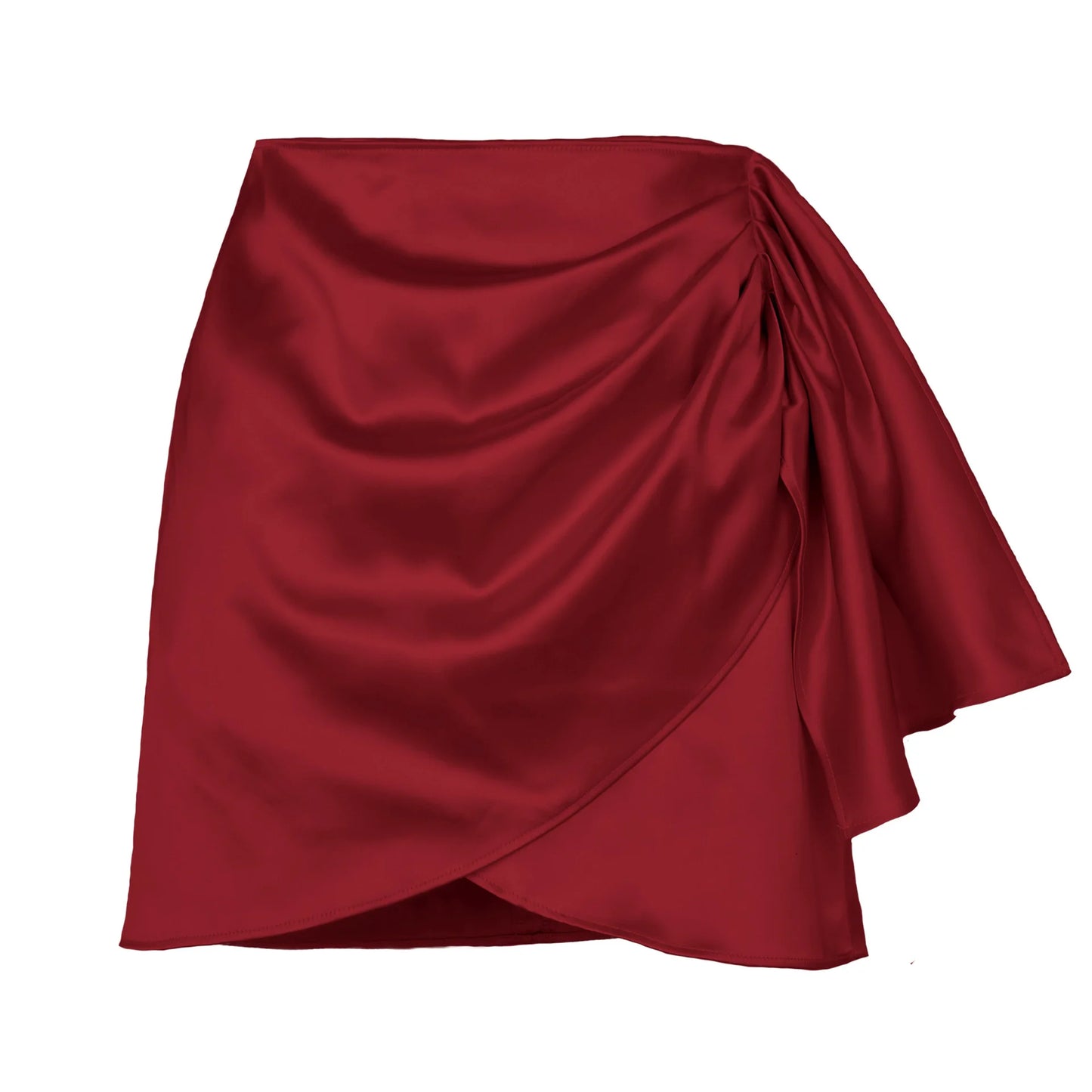 Women's Skirt™ Irregular Zipper Skirt Pleated Solid Color Satin High Waist Short Skirts