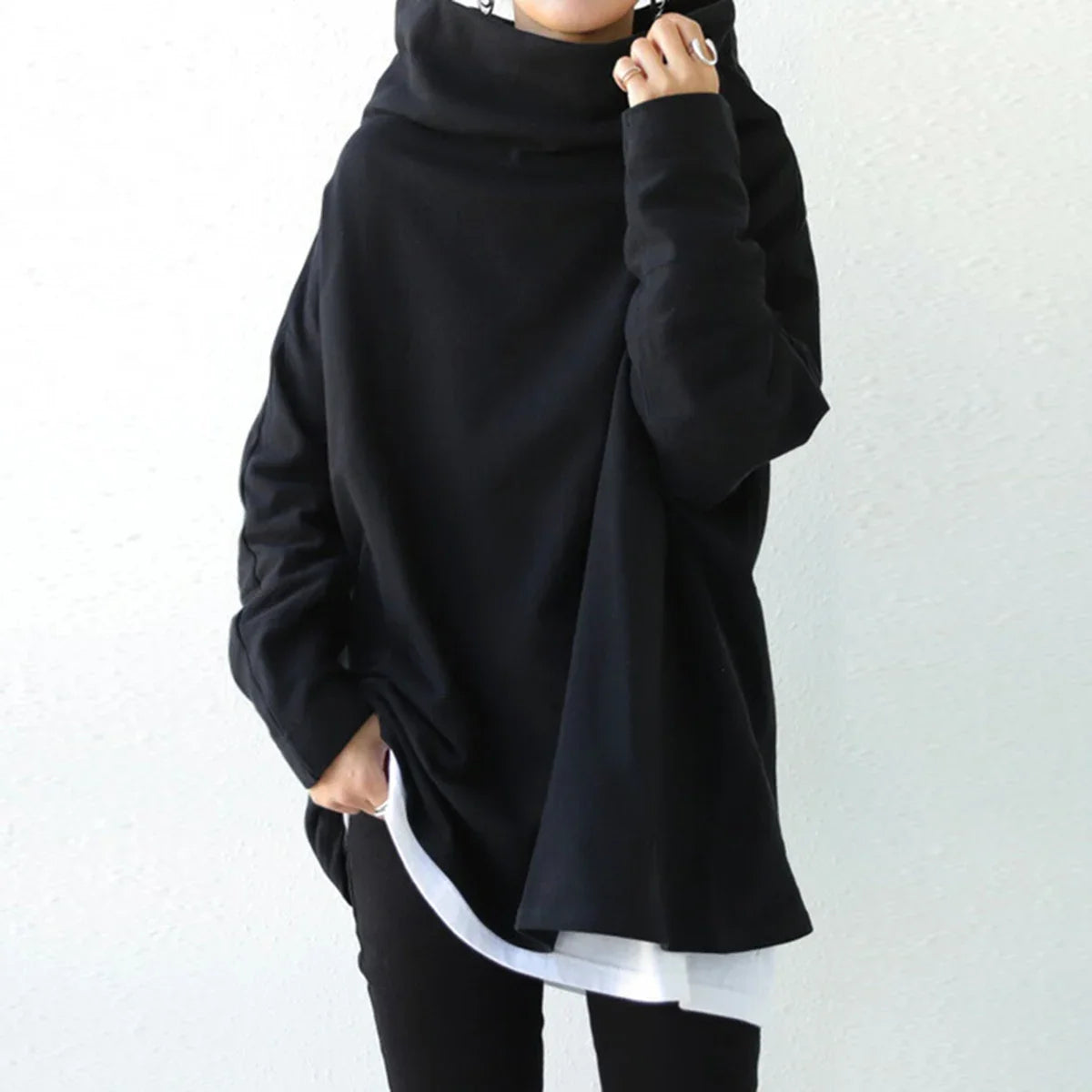 Women's Long Sleeve Casual Tops™ High-Neck Loose Oversize T-Shirt