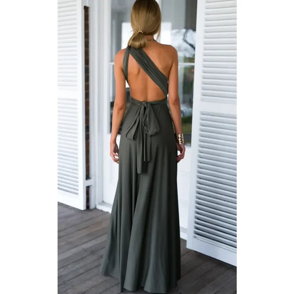 Women's Multi-worn V-neck Long Dress™ Strapped Summer Maxi Dress