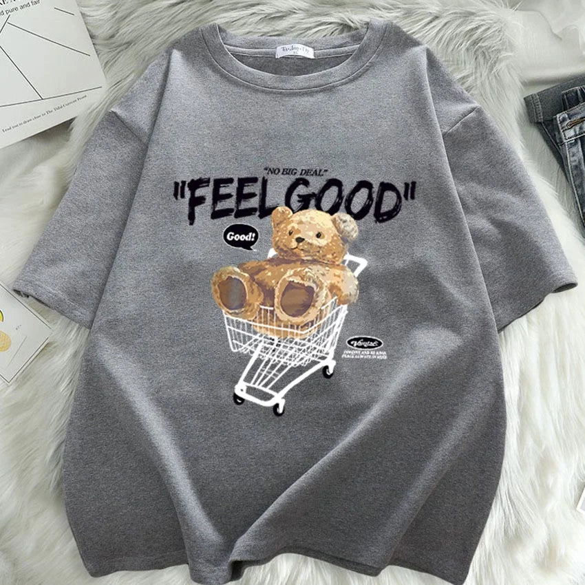 Women's Cartoon Bear Short Sleeve T-shirt™ Loose Korean Style T-Shirt