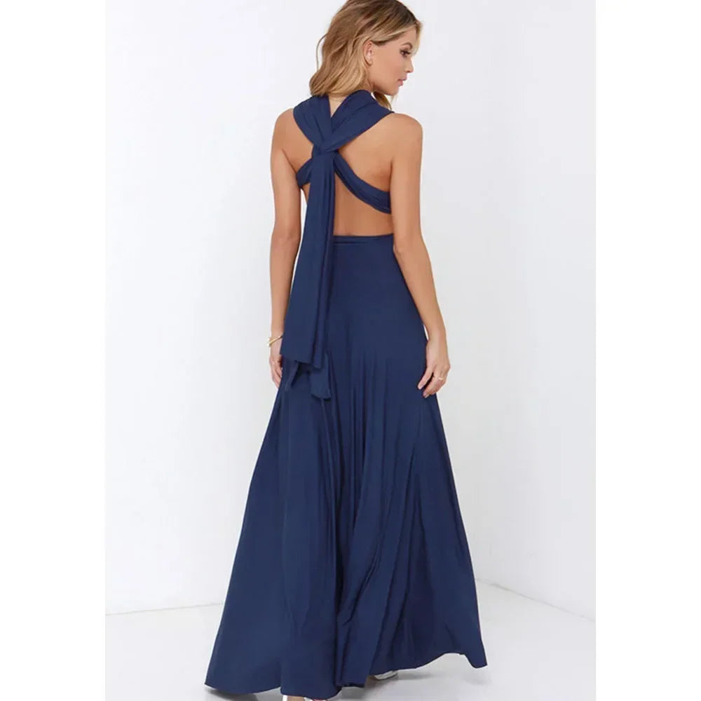 Women's Multi-worn V-neck Long Dress™ Strapped Summer Maxi Dress