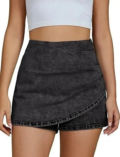 Women's High Waist Denim Shorts™ Elastic Asymmetric Wrap Pants Cross-Border Shorts