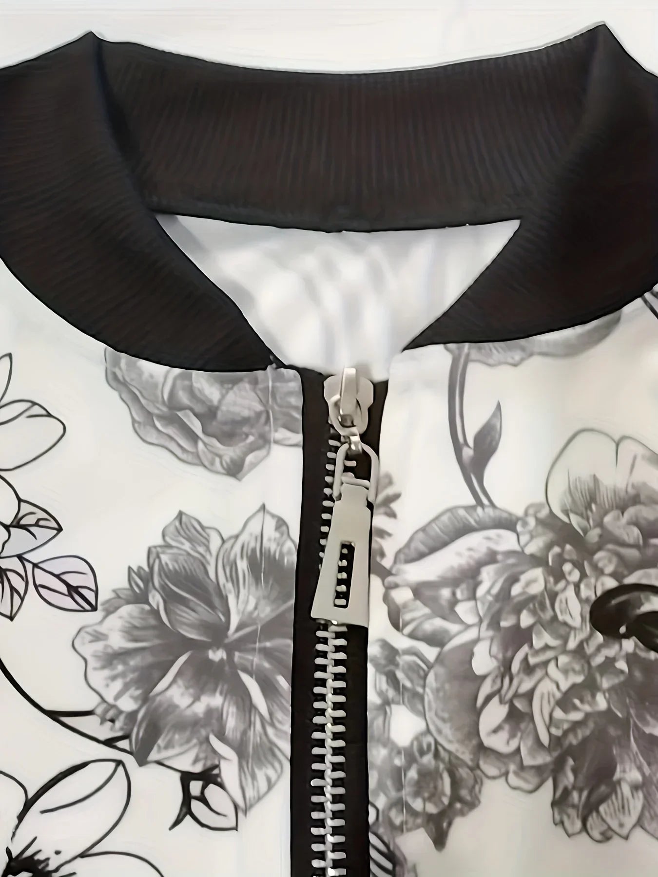 Women's Floral Print Bomber Jacket™ Zip Up Long Sleeve Outerwear