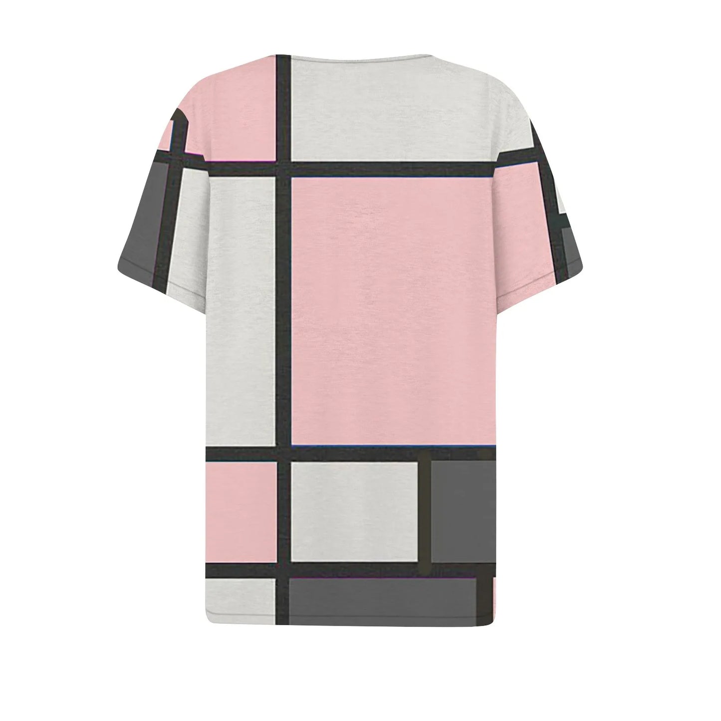 Women's Summer Patchwork T-Shirts™ Short Sleeve Loose Ladies V-Neck Tops