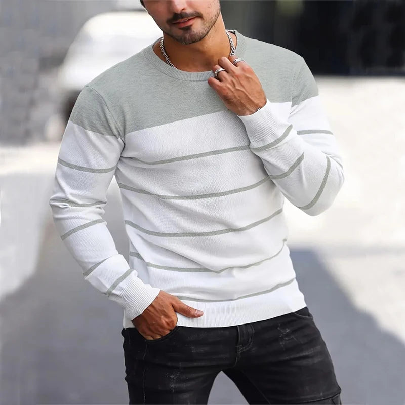 Men's Sweater™ O-neck Cotton Pullover Striped Knitted Sweaters