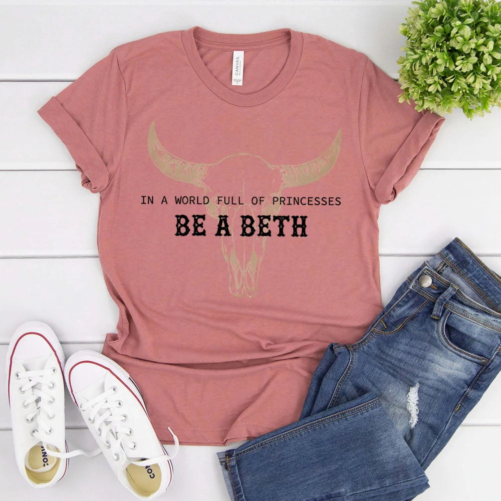 Women's Boho Cow Skull Howdy T-shirts™ Short Sleeve Summer Tees