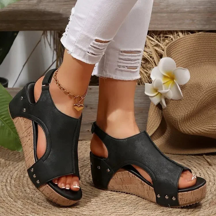Women's Thick Heel Sandals™ Cross-Border Large Size Fish mouth Rubber Sole Sandals