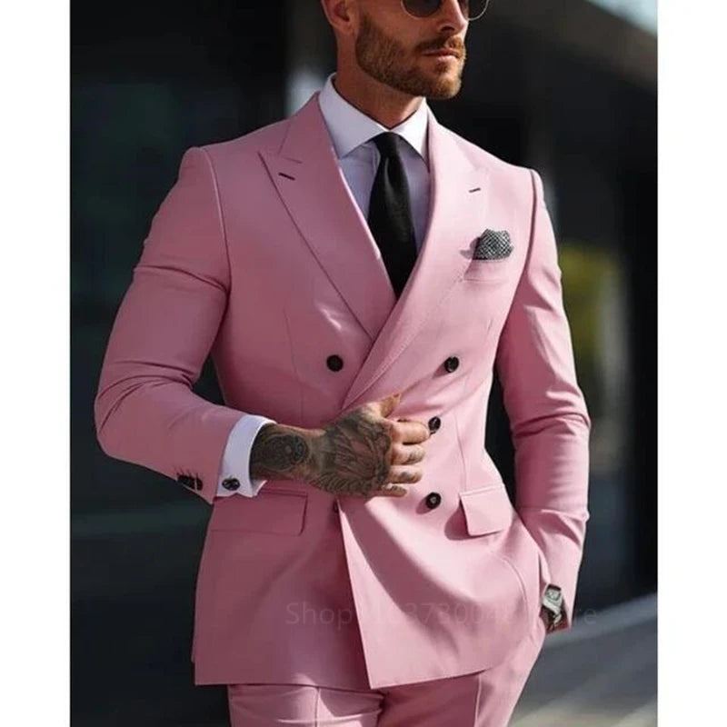 Men Suits Set™ Peak Lapel Double Breasted Blazer andTrousers
