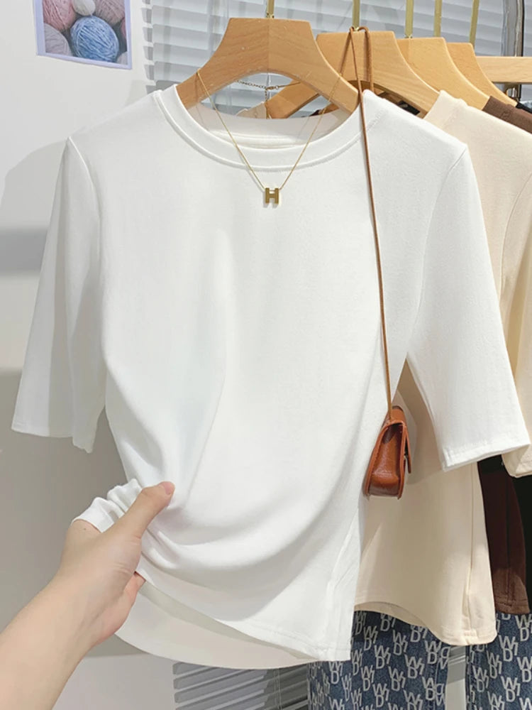 Women's T-shirt™ AOSSVIAO Summer Cotton Crew Neck Short Sleeve Tops Shirts