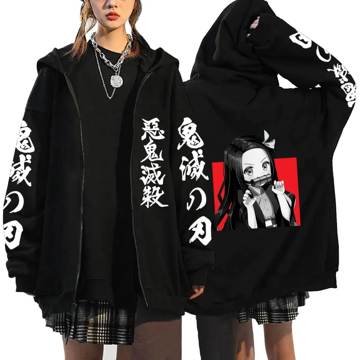 Women's Demon Slayer Zipper Hoodies™ Anime Oversized Full Zip Hoody