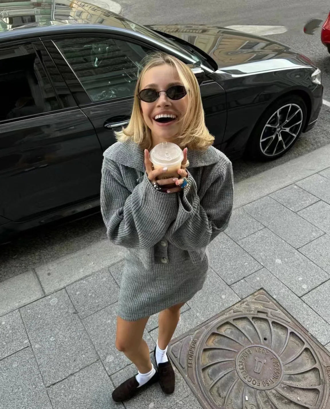 Women's Knitted Shirt and Skirt Set™ Long Sleeve Single Breasted Turn-Down Collar Shirt & Mini Skirt Cardigan Suits