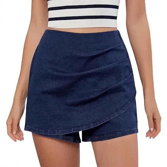Women's High Waist Denim Shorts™ Elastic Asymmetric Wrap Pants Cross-Border Shorts