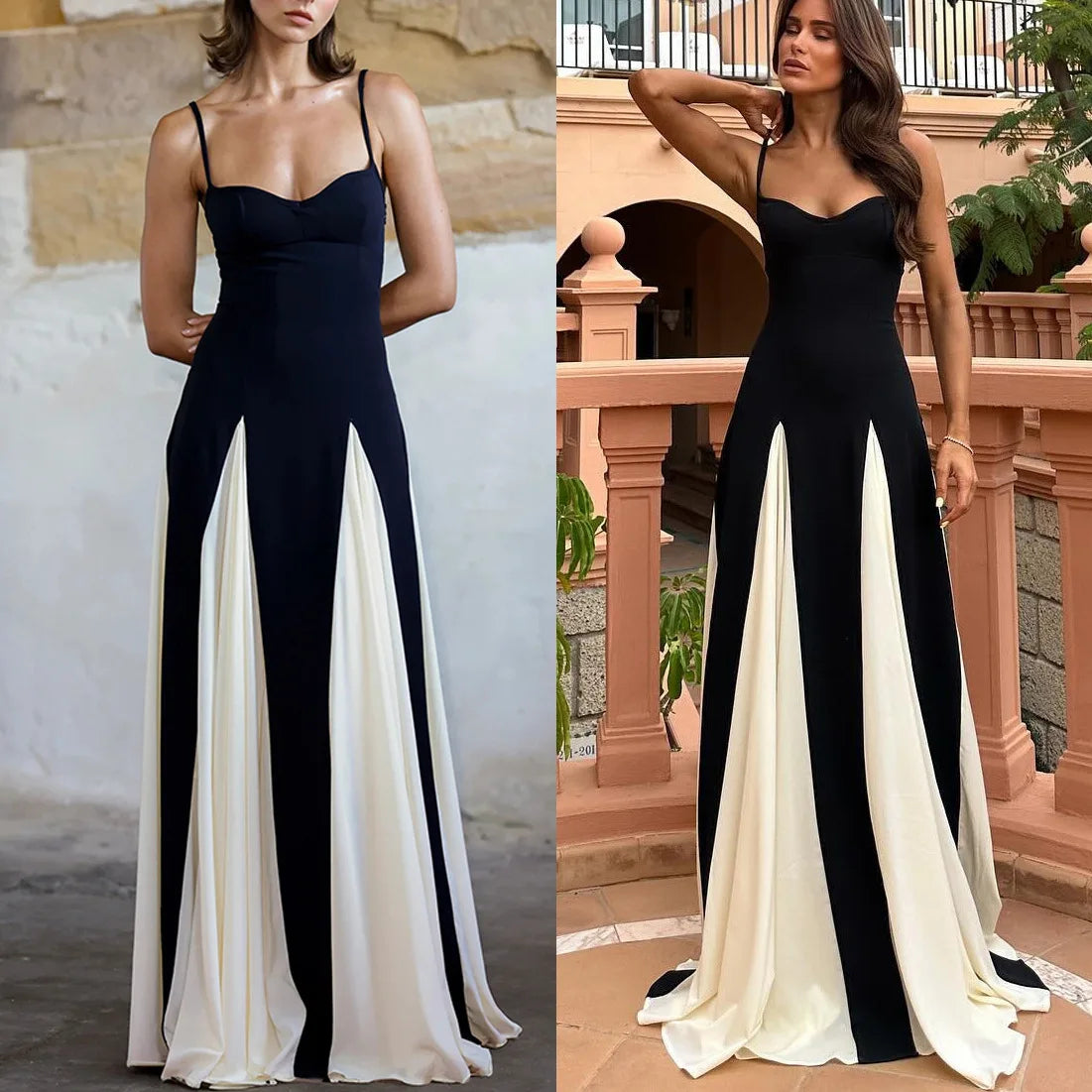 Women's Dress™ V Neck Elegant Sling Contrast Party Dress